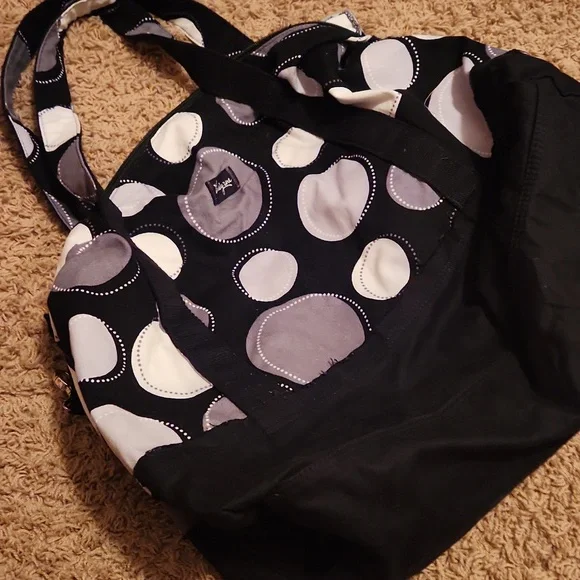 Thirty-One Polka Dot Tote Bag - Black and Gray Large Tote - Picture 10 of 13
